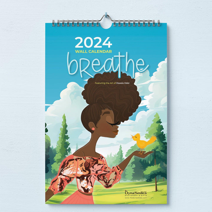 2024 Large Wall Calendar "Breathe" - TheDynaSmiles.com
