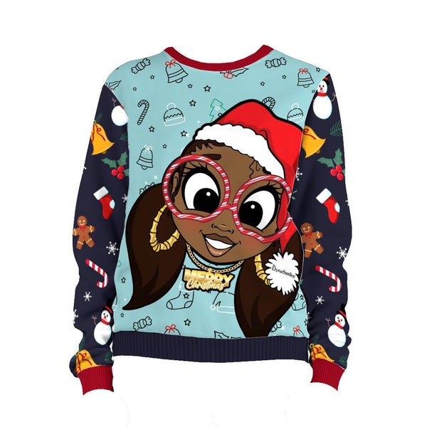 In House Inventory - Missy Black Santa - All-Over Print Unisex Sweatshirt - TheDynaSmiles.com