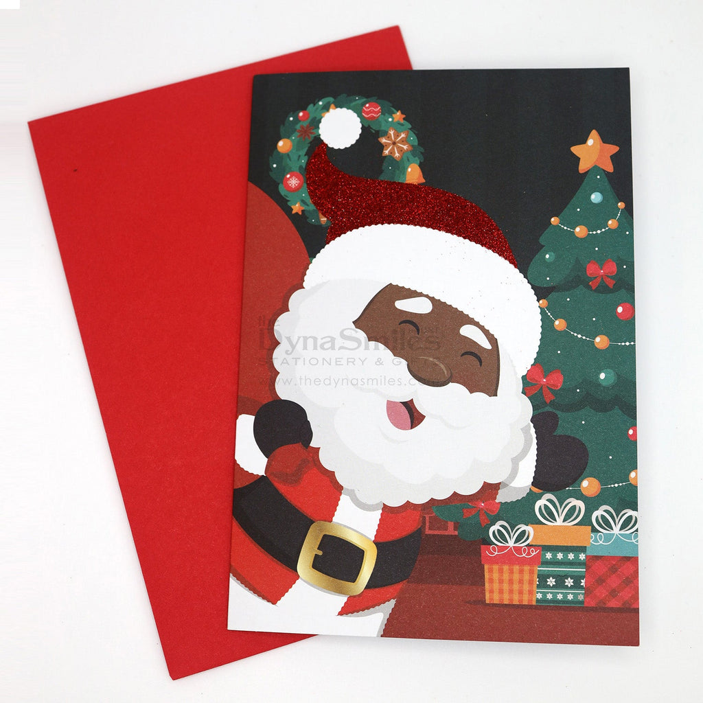 Santa Smooth Gift Delivery Service - Black Santa Christmas Card (1pc)