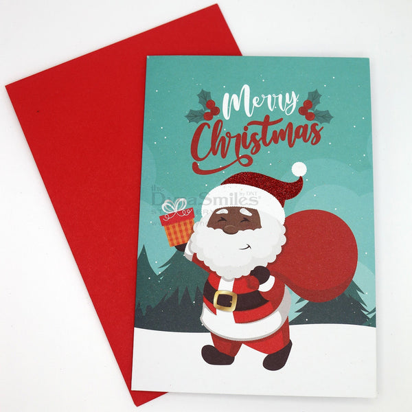 Santa Smooth Strolling - Black Santa Christmas Card (1pc)