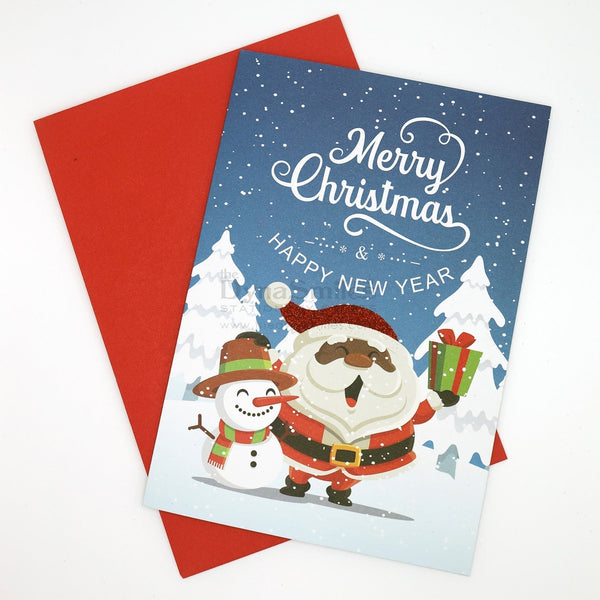 Jolly Soul Santa Snow Tunes - Black Santa Christmas Card (1pc)