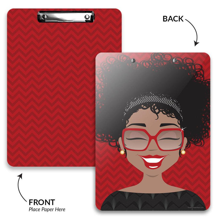 "Ms Curly Red" Clipboard - TheDynaSmiles.com