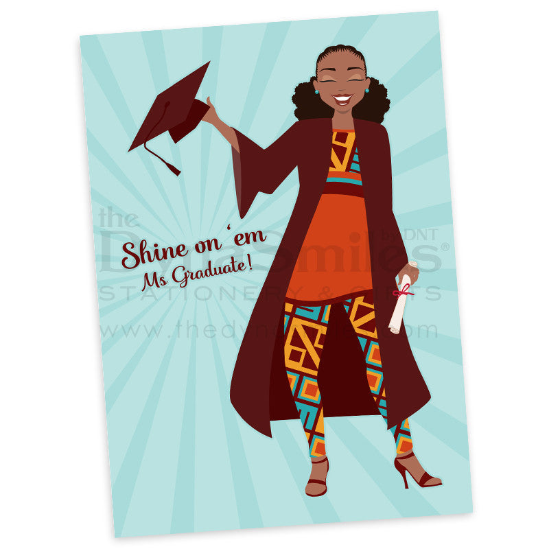 Naturally Shining Grad Greeting Card (1pc) - TheDynaSmiles.com - African American Stationery