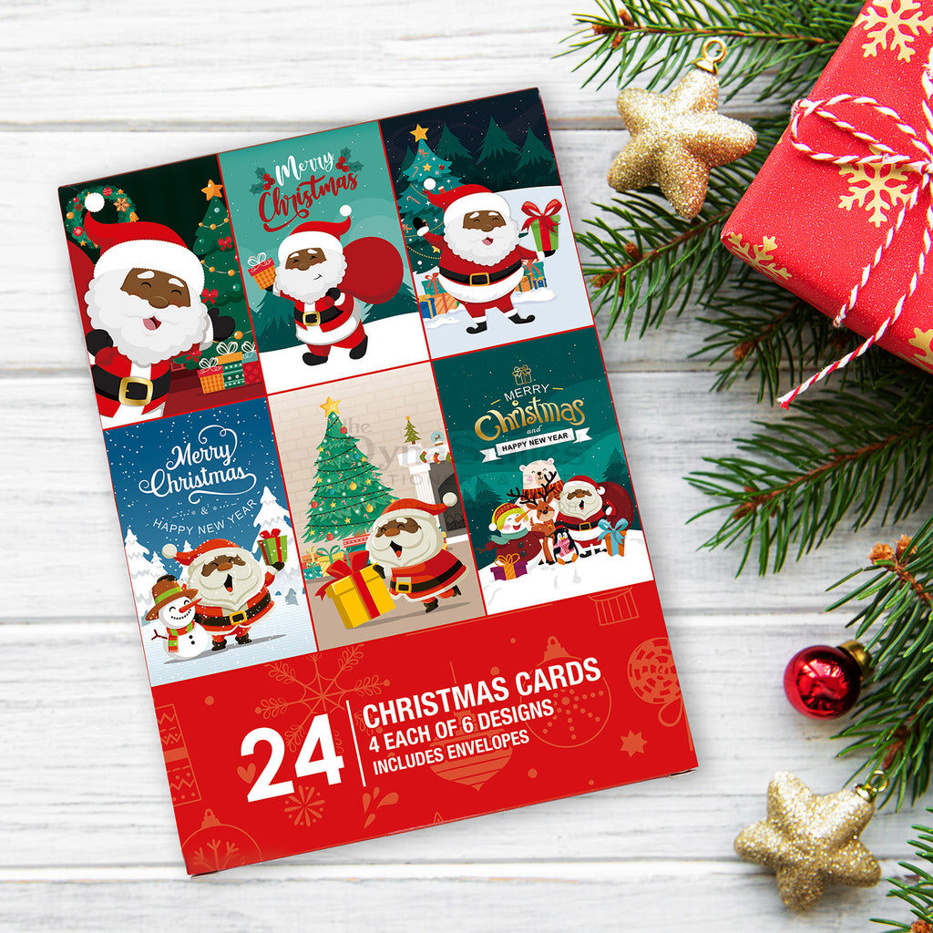 Black Santa Christmas Cards Box Set (24pcs)
