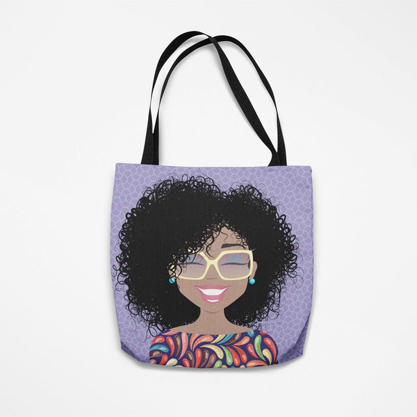 "Ms Coily Blue" Tote Bag - TheDynaSmiles.com