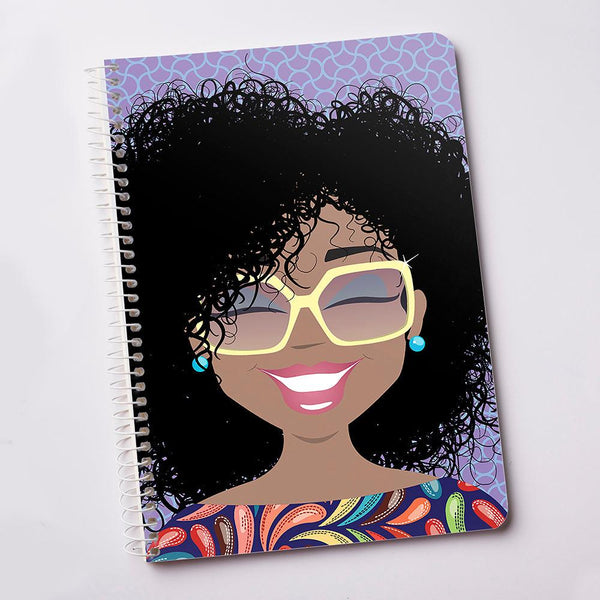 "Ms Coily Blue" Spiral Notebook - TheDynaSmiles.com