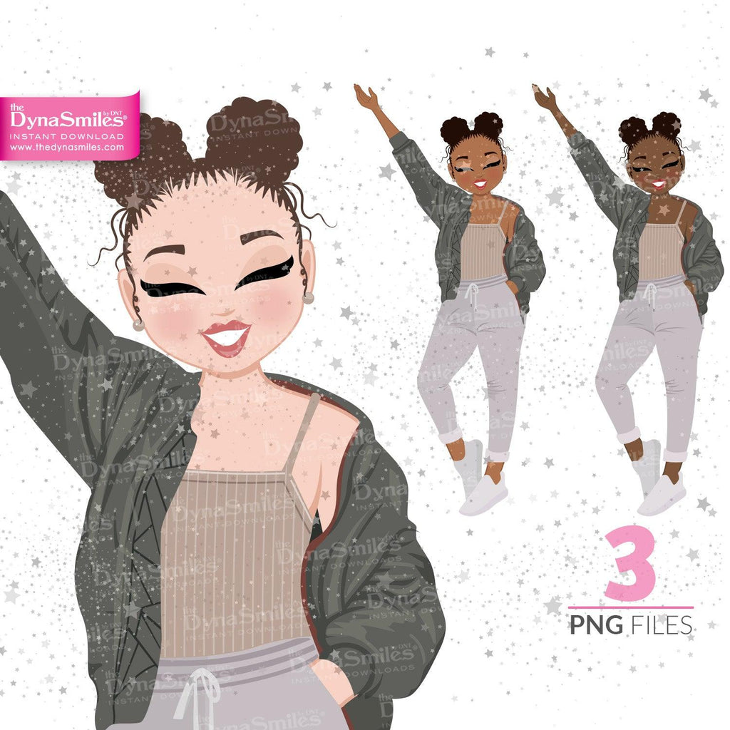 "Aubrey" Digital Doll, Black Woman Fashion Clipart, African American, Melanin, Cute Black Girl Illustration, Digital Planner Sticker, PNG Download