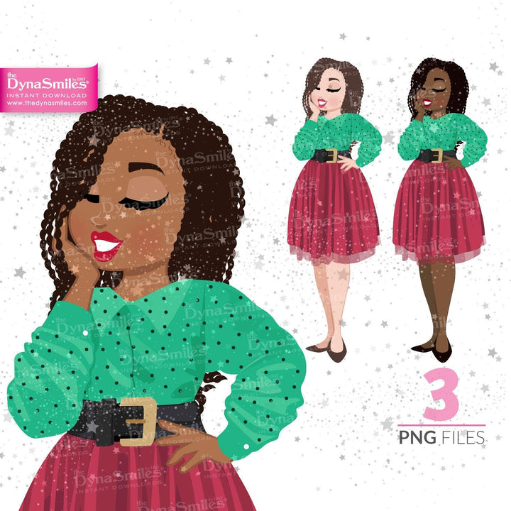 "Cassia" Digital Doll, Black Woman Fashion Clipart - TheDynaSmiles.com
