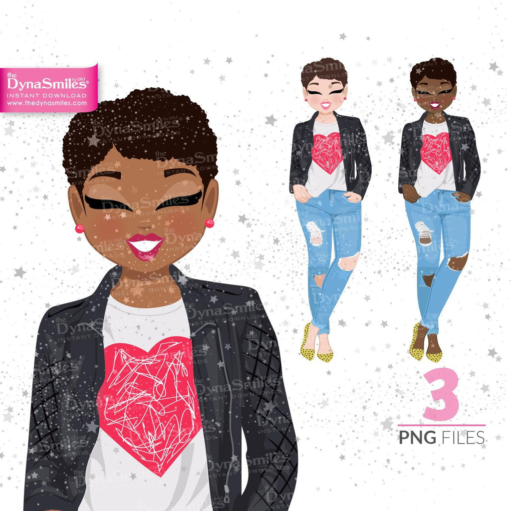 "Charmaine" Digital Doll, Black Woman Fashion Clipart, African American, Melanin, Cute Black Girl Illustration, Digital Planner Sticker, PNG Download