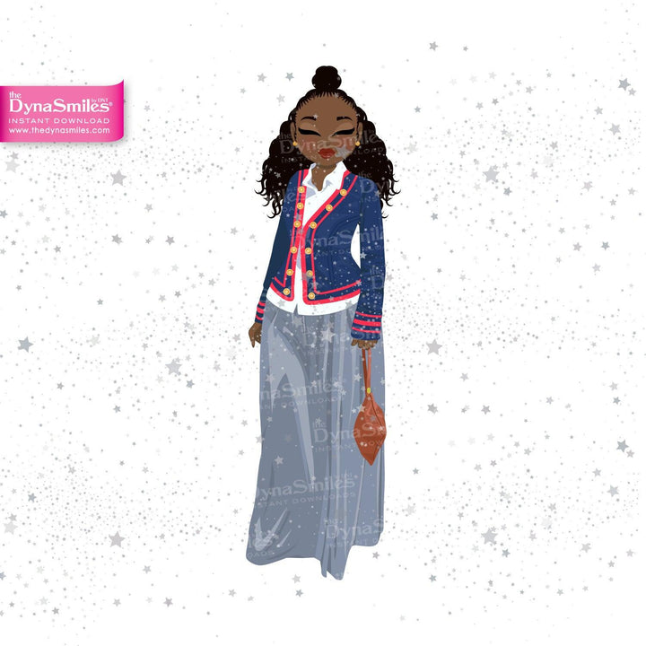 "Marcelle" Digital Doll, Black Woman Fashion Clipart - TheDynaSmiles.com