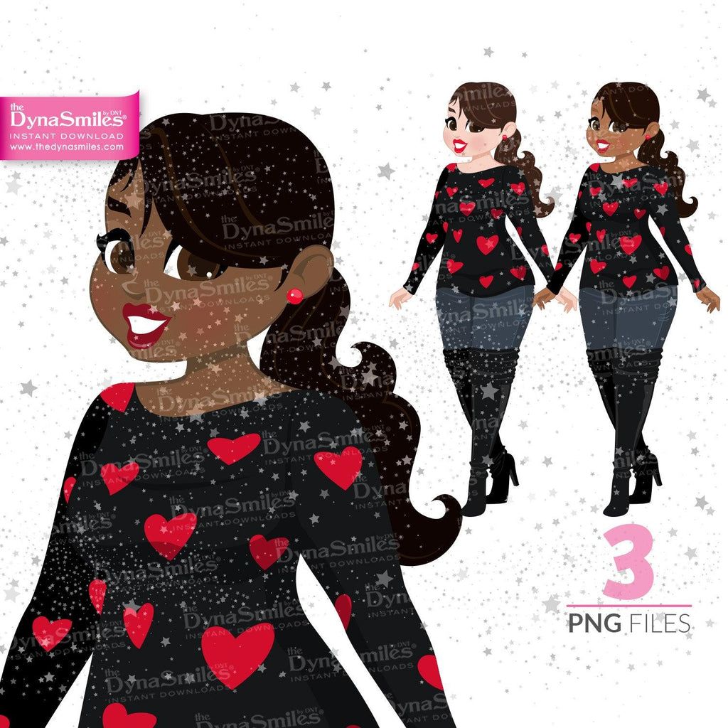 "Moriah" Digital Doll, Black Woman Fashion Clipart, African American, Melanin, Cute Black Girl Illustration, Digital Planner Sticker, PNG Download