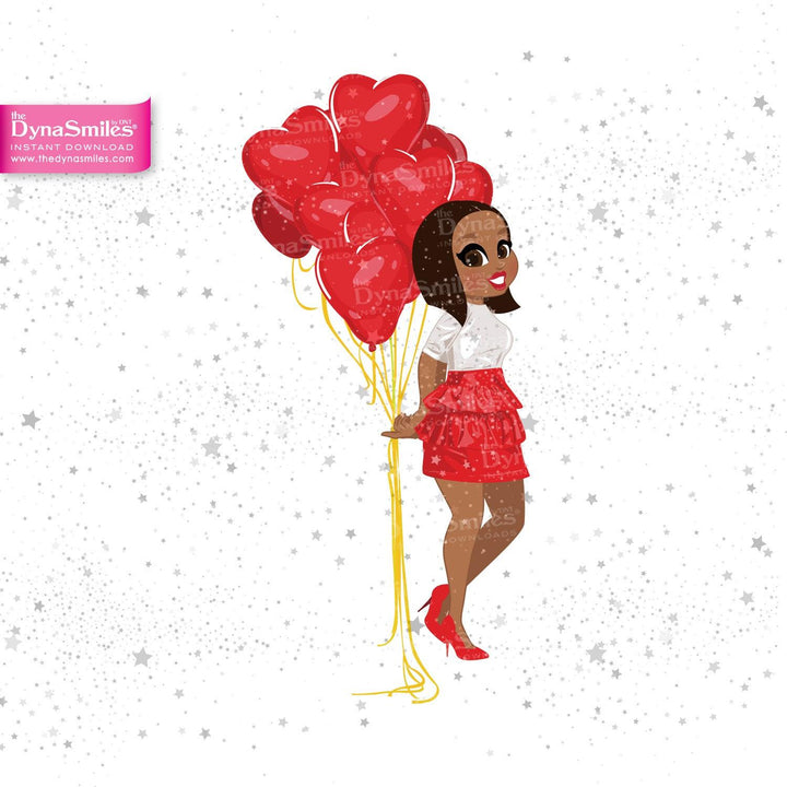 Hearts Back Digital Doll, Black Woman Fashion Clipart - TheDynaSmiles.com