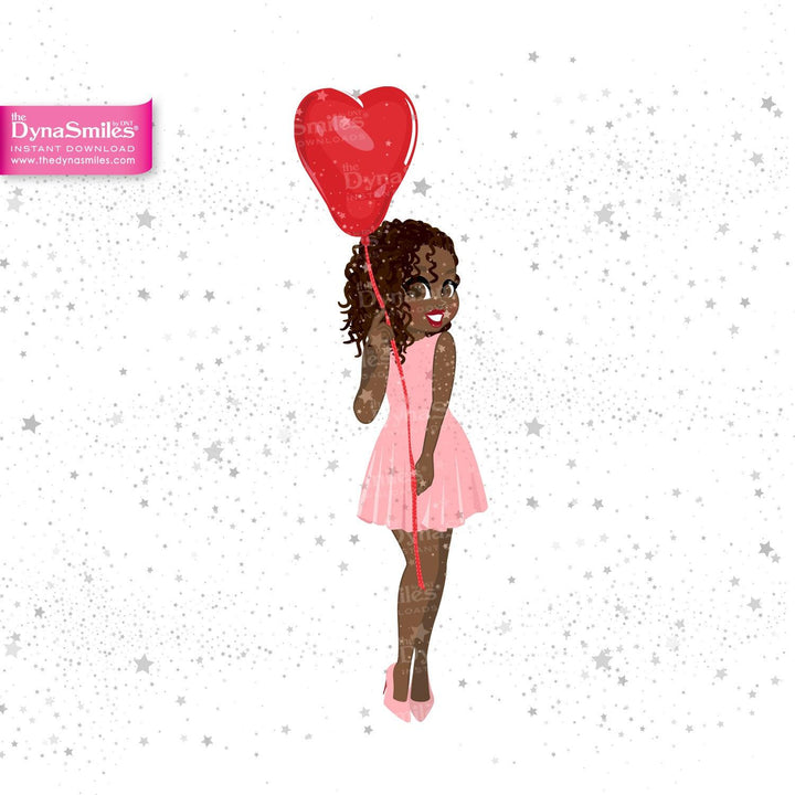 Hugging Heart Digital Doll, Black Woman Fashion Clipart - TheDynaSmiles.com