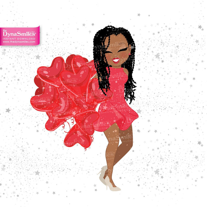 Hearts Behind Digital Doll, Black Woman Fashion Clipart - TheDynaSmiles.com
