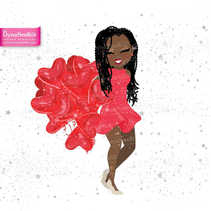 Hearts Behind Digital Doll, Black Woman Fashion Clipart - TheDynaSmiles.com