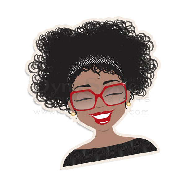 "Ms Curly Red" Sticker - TheDynaSmiles.com